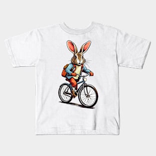 Rabbit on Bicycle Kids T-Shirt